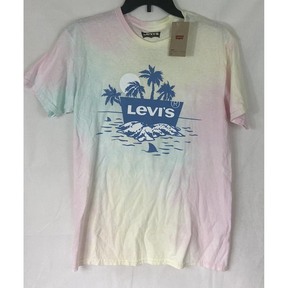 LEVI'S Men's T-shirt  Levi Strauss Classic Logo Men Size M Tye Dye‎ Beach Cotton